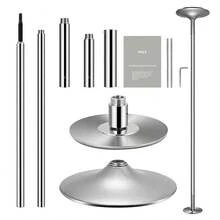 Adjustable Height Reinforced Rotating Dance Fitness Pole - Silver - View 1