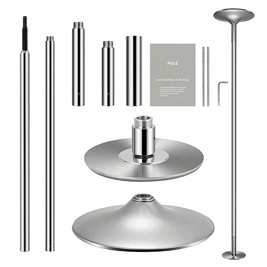 Adjustable Height Reinforced Rotating Dance Fitness Pole - Silver - View 1