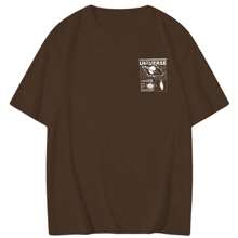 Men's Oversized Universe Crew Neck T-Shirt Streetwear Street Style Mesh 100% Cotton New Release - Rỉ Nâu - Xem 2