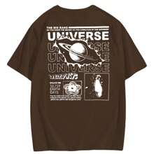 Men's Oversized Universe Crew Neck T-Shirt Streetwear Street Style Mesh 100% Cotton New Release - Rỉ Nâu - Xem 1