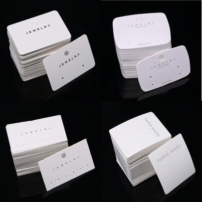 50pcs White Earrings Packing Cards Display Card For DIY Jewelry Earring Studs Retail Price Tag Earring Post Holder