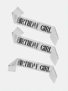 1 套/1 件生日腰带 + 头带、派对装饰、生日头带和腰带套装 - 銀色 - 查看 4