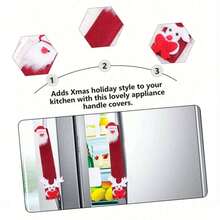 1/2 piezas Cubierta navideña para manija de refrigerador, Cubierta personalizada de moda para manija de horno, Decoración navideña para refrigerador - Multicolor - Ver 8