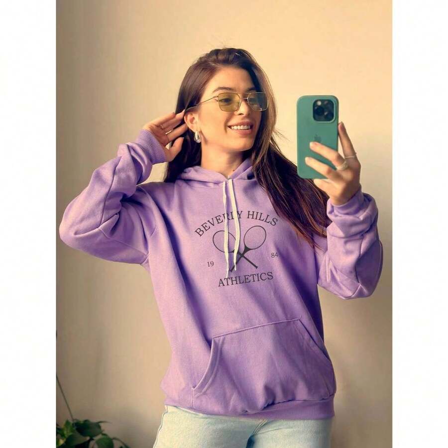 Beverly Hills Women's Printed Kangaroo Sweatshirt - tử đinh hương - Xem 1