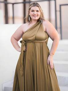 Plus Size Bridesmaid Long Multiform Luxury Party Dress - 金色 - 查看 3