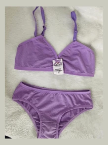 Conjunto Infantil Menina Moça Calcinha e Sutiã Lingerie Infanto Juvenil LISO E ESTAMPADO - Multicolorido - Visão 4
