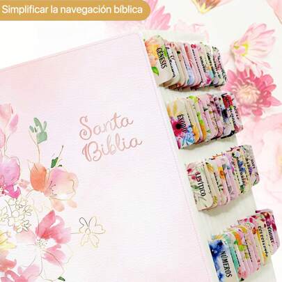 75 piezas de Marcadores de Biblia con diseño floral en español - Laminados, Marcadores de Biblia de gran tamaño y color neutro, Etiquetas adhesivas fáciles de leer para el estudio del Antiguo y Nuevo Testamento, Regalo cristiano, Artículos escolares, Regreso a clases