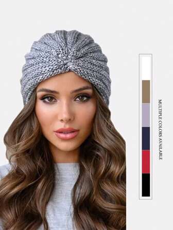 1pc Women's Autumn/Winter Knitted Criss-Cross Twist Hat, Headscarf Cap Suitable For Daily Use