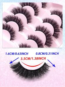5 Pairs Handmade 3D Natural Looking False Eyelashes, Cat Eye Effect, Short Reusable Soft Lightweight Fluffy Strip Eyelashes - Black - View 3