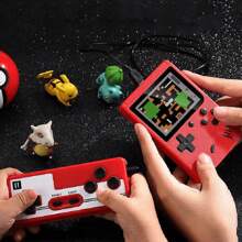Handheld Retro Video Game Console  Built-In 500 In 1 Classic Games Player - Red - View 3