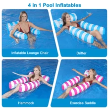 Pool Float Water Hammock Swimming Pool Floating Chair 4 In1 Inflatable Hammock - Blue - View 8