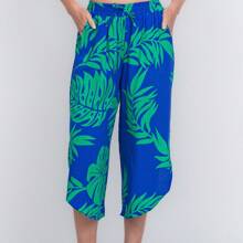 Printed Pantacurt Pants With Wonderful And Chic Side Slits - Xanh đậm - Xem 2