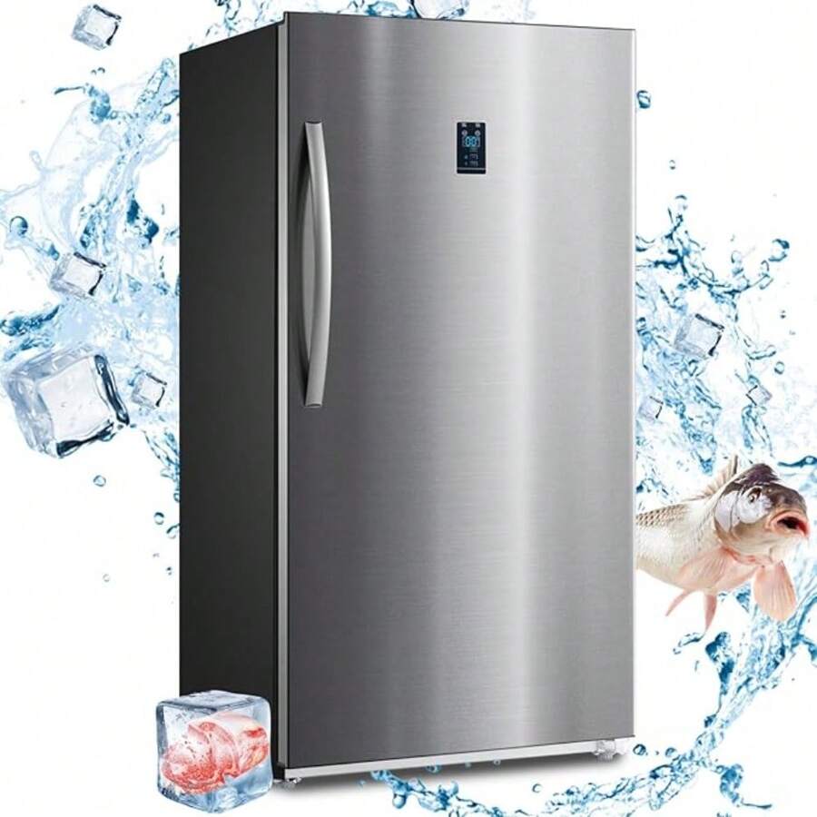 SMAD 17 Cu.Ft Upright Freezer, Stand Up Freezer Frost Free, Convertible Freezer/Refrigerator, Garage Vertical Freezer With Single Door, Quick Freeze, Stainless Steel - 查看 1