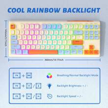 Gamingtoetsenbord met dubbele modus BT5.0 / 2,4 Ghz TKL mechanisch aanvoelend toetsenbord, oplaadbaar anti-ghosting PBT 75% draadloos Bluetooth-toetsenbord met achtergrondverlichting voor stil kantoor / gamen