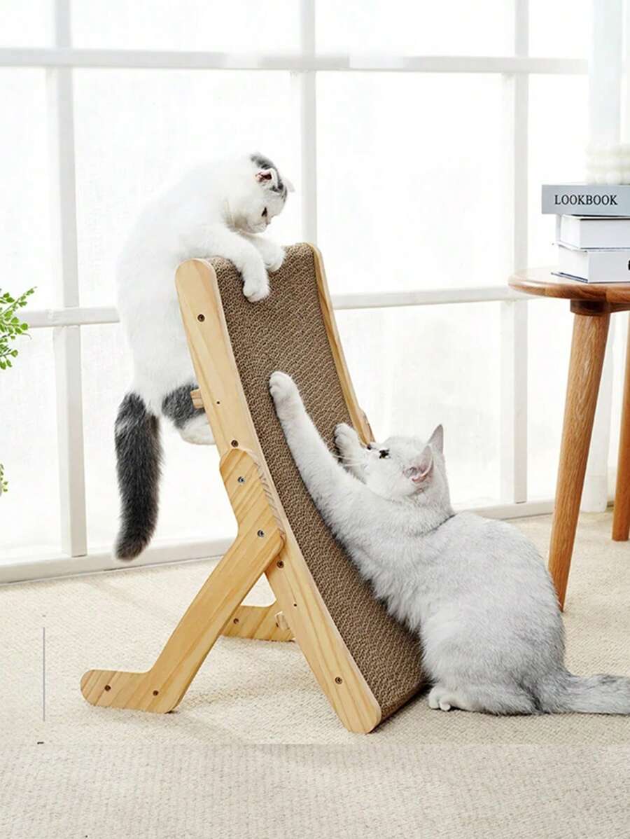 1 pieza Tabla rascadora de gato transformable, estructura de madera duradera Sillón y cama de descanso para gatos para uso en interiores