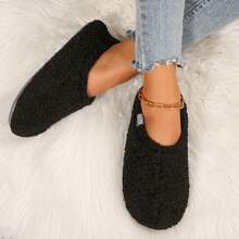 Women's Warm Boots Memory Foam Fuzzy Booties House Shoes Winter Warm Indoor Outdoor Slippers - Black - View 4