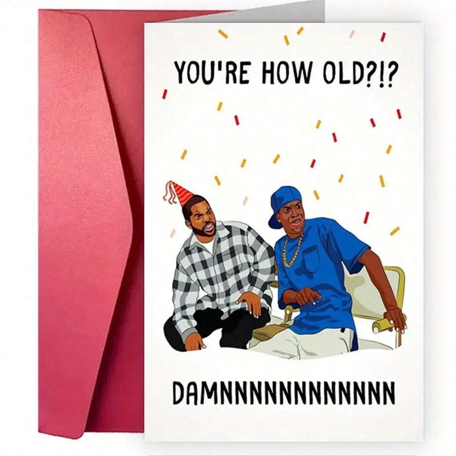 Tarjeta de cumpleaños con meme humorístico "¡¿Cuántos años tienes?!" para cualquier persona | Felicitación graciosa de celebración con sobre | Tarjeta de cumpleaños unisex