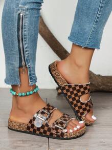 Bequeme modische Damensandalen - weich, leicht, mit Doppelschnalle, flacher Slip-On, atmungsaktives Design, geeignet für Strand und Alltag im Sommer