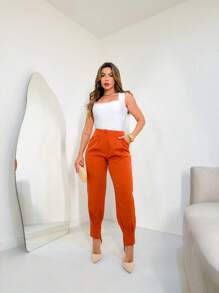 Slouchy Tailleur Mode Social Tailoring Pants - Terracotta - View 5