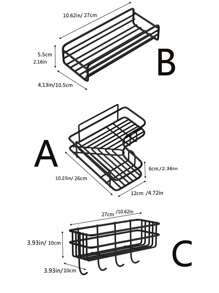 1 Giá Đựng Đồ Phòng Tắm Bằng Sắt, Màu Đen Không Đục Lỗ Treo Tường Có Giá Để Đồ, Kệ Nhà Tắm Sắp Xếp - màu đen - Xem 2
