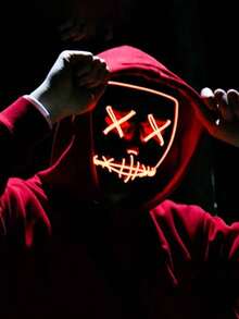 Halloween Party Mask, Glow-In-The-Dark Scary Face Design Party Mask, For Costume Role Play, Battery Not Included (Requires AAA Batteries) - Multicolor - View 5