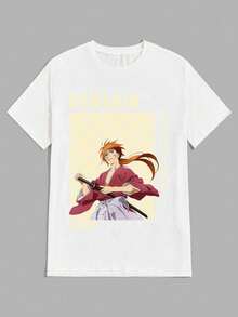 Anime Kenshin T-Shirt Unisex 100% Cotton Streetwear New Release Shipping Various Colors!! - 白色 - 查看 1