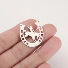 1入不鏽鋼動物吊墜，包括海馬、馬蹄鐵、狗、蝙蝠、龍和狐狸形狀，可DIY為項鍊或手鍊 - 動物系列 - 查看 29