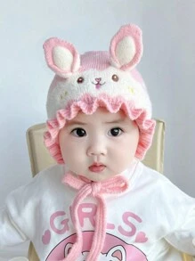 1pc Baby Rabbit Ear Knit Hat, Y2K Style Outdoor Thermal Casual Winter Beanie, Suitable For Daily Commute