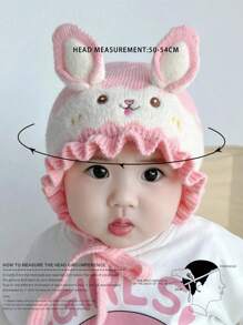 1pc Baby Rabbit Ear Knit Hat, Y2K Style Outdoor Thermal Casual Winter Beanie, Suitable For Daily Commute