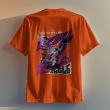 JRMOLETOM Men's And Women's Shirt Launch Streetwear Promotion Street Style Printed Rebel Angle Streetwear - 橘色 - 查看 2