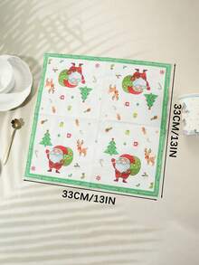 24 件 13 英寸 X13 英寸圣诞主题纸巾，带有圣诞老人设计，适合圣诞派对，圣诞快乐促销 - 彩色 - 查看 2
