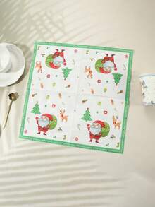 24 件 13 英寸 X13 英寸圣诞主题纸巾，带有圣诞老人设计，适合圣诞派对，圣诞快乐促销 - 彩色 - 查看 4