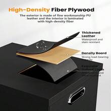 File Organizer Box,Filing Box With Lid,File Box For Letter/Legal File Folder Storage, Portable Hanging File Box For Office/Decor/Home,1 Pack,Black-Box Only - Black(Leather) - View 2