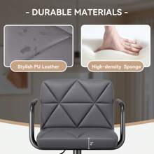 Nalupatio  Adjustable Height Bar Stools Set Of 2- 360° Swivel, Stylish Design, High-Quality PU Leather, Comfortable Sponge Cushion, Footrest, And Rubber Ring Base - Dark Grey - View 5