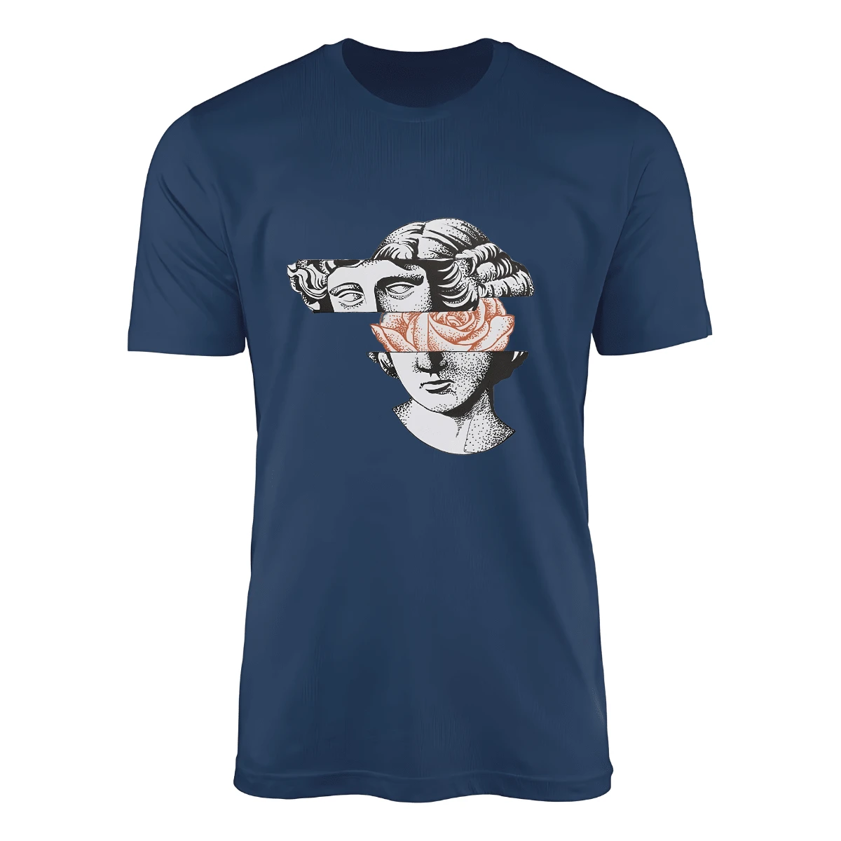 Unisex Stylish Meme Statue T-Shirt 100% Cotton Premium Quality - 藏蓝色 - 查看 1