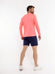 Áo thun tay dài cơ bản Polyester tập luyện lạnh phong cách bạn trai thời trang nam - Bụi hồng - Xem 5