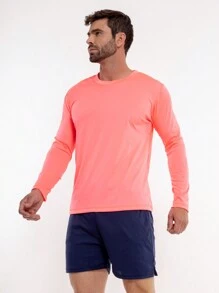 Áo thun tay dài cơ bản Polyester tập luyện lạnh phong cách bạn trai thời trang nam - Bụi hồng - Xem 2