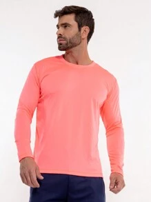 Áo thun tay dài cơ bản Polyester tập luyện lạnh phong cách bạn trai thời trang nam - Bụi hồng - Xem 1