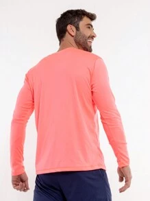 Áo thun tay dài cơ bản Polyester tập luyện lạnh phong cách bạn trai thời trang nam - Bụi hồng - Xem 3