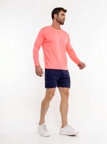Áo thun tay dài cơ bản Polyester tập luyện lạnh phong cách bạn trai thời trang nam - Bụi hồng - Xem 4