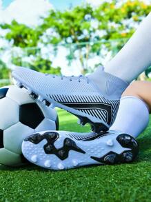 男士足球鞋，青少年成人学生队 AG 可拆卸钉鞋运动训练系带鞋，轻质 TPU 防滑专业比赛鞋，适用于天然草地，足球鞋，足球钉鞋 - 紫色 - 查看 10