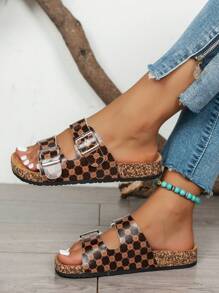 Bequeme modische Damensandalen - weich, leicht, mit Doppelschnalle, flacher Slip-On, atmungsaktives Design, geeignet für Strand und Alltag im Sommer