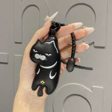 1 pièce Porte-clés  chat dessin animé unisexe, Charm de sac chat amusant, Cadeau pour meilleur ami, Accessoires de voiture, Scolaire, Mignon Goth Y2k