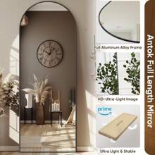 Antok Full Length Mirror, 58"X18" Floor Mirror, Arch Floor Standing Mirror Freestanding Arch Full Body Mirror With Stand For Bedroom, Hanging Mounted Mirror For Living Room Cloakroom Home Decor Back To School Room Decor School Supplies - màu đen - Xem 5