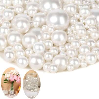 320颗未打孔珍珠，适用于工艺品制作、花瓶填充、桌面装饰、婚礼、生日派对、家居装饰（8毫米、10毫米、14毫米、20毫米），也可作为毕业礼物、房间装饰、花瓶或玻璃花瓶装饰。