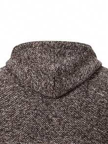 1 Stück Herren Strickjacke mit Kapuze, Teddy gefüttert, mit Kordelzug - Kaffeebraun - Übersicht 5