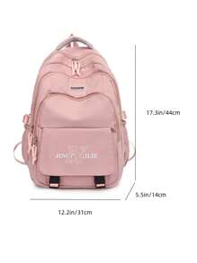 Back To School Large Capacity Waterproof Backpack, Suitable For High School, College And University Students, Men And Women, Casual And Versatile Design, Commuting And Travel - Pink - View 5