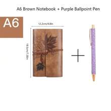 1 pieza con diseño de hoja Cuaderno , café marrón retro Cuaderno para oficina