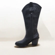 Bota Vaquera Alta Con Tacon De 6 Cm - Negro - Ver 2