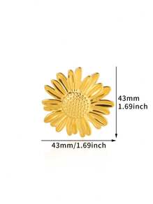 1 Pc Exaggerated Large Sunflower Flower Open Ring For Women Gold Color Stainless Steel Geometric Ring Engagement Wedding Jewelry Gift Valentines